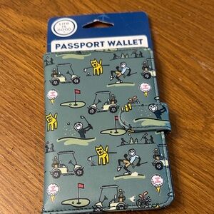 NWT Life Is Good Blue Passport Wallet with Golf Graphics flaw